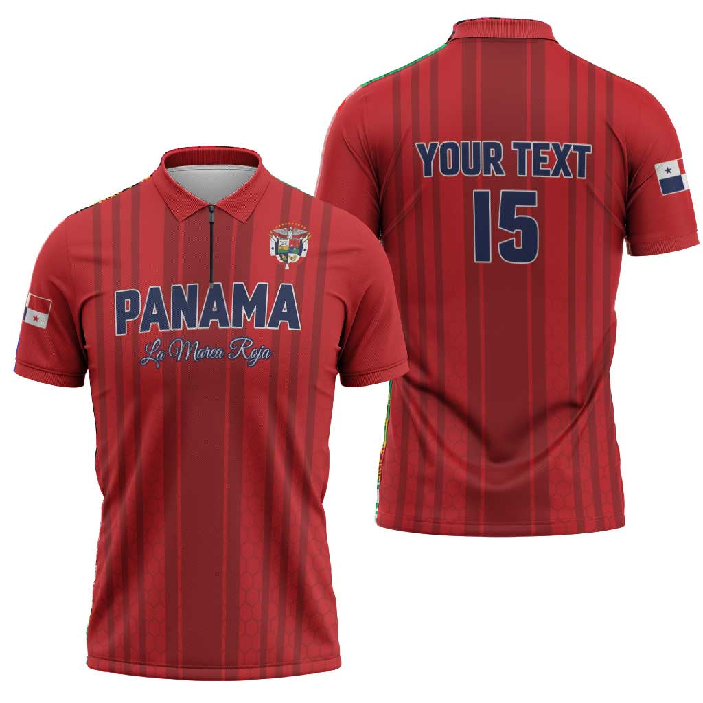 Custom Panama Football 2026 Zipper Polo Shirt La Marea Roja Rising
