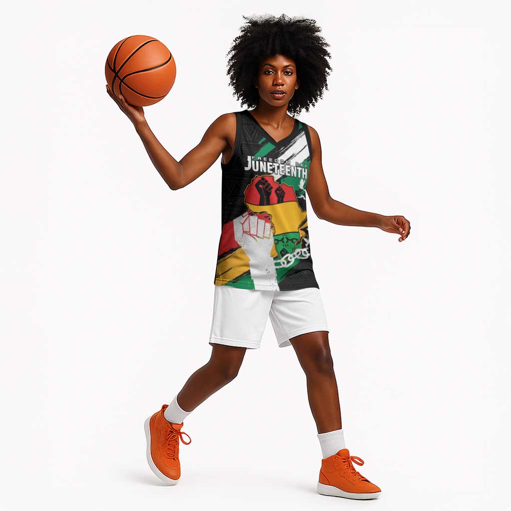 Personalised Afro Nigeria Juneteenth Basketball Jersey Freedom Day - African Pride