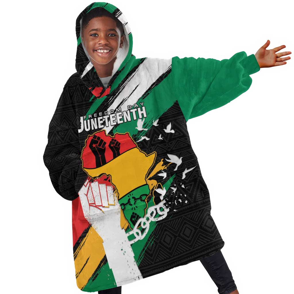 Personalised Afro Nigeria Juneteenth Kid Wearable Blanket Hoodie Freedom Day