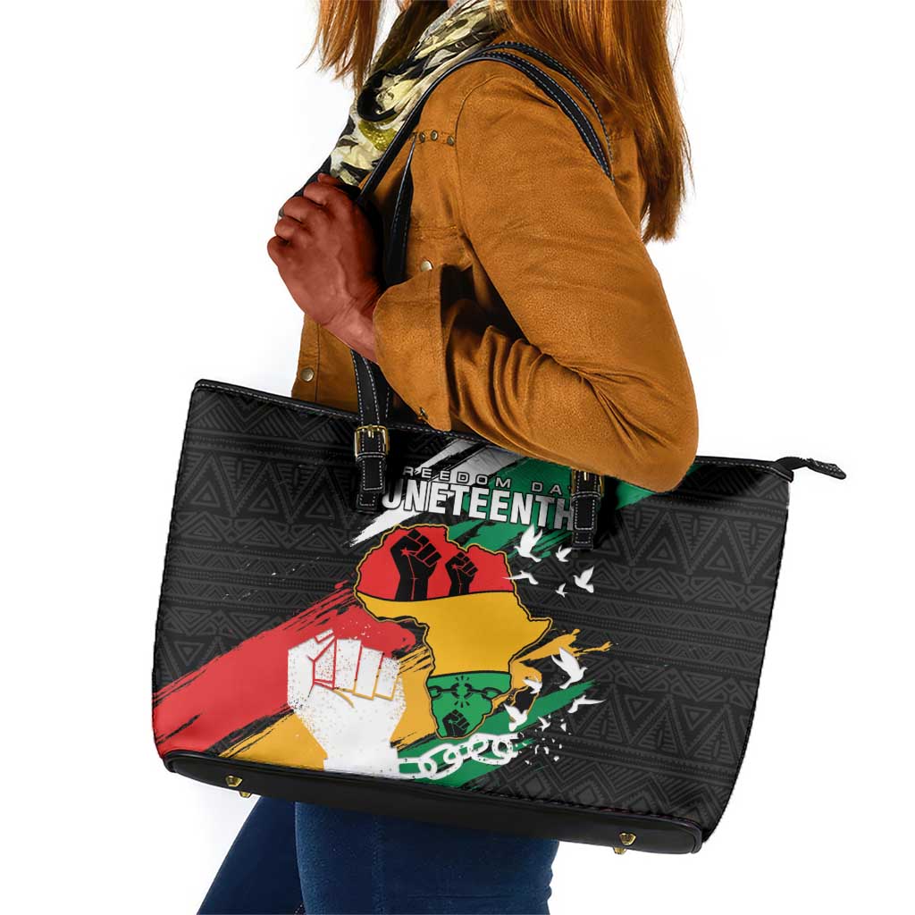 Afro Nigeria Juneteenth Leather Tote Bag Freedom Day
