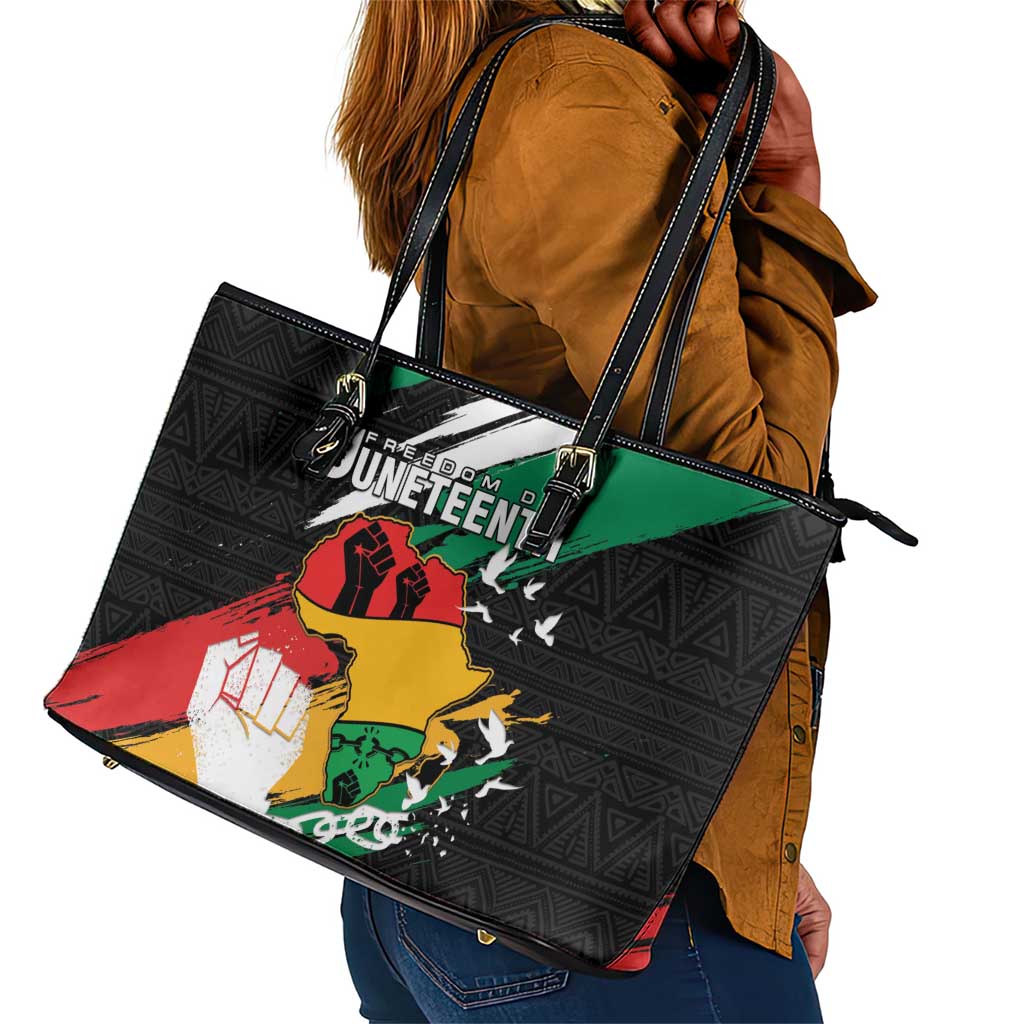 Afro Nigeria Juneteenth Leather Tote Bag Freedom Day