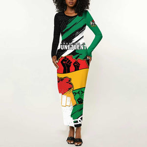 Personalised Afro Nigeria Juneteenth Long Sleeve Bodycon Dress Freedom Day LT15
