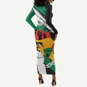 Personalised Afro Nigeria Juneteenth Long Sleeve Bodycon Dress Freedom Day LT15