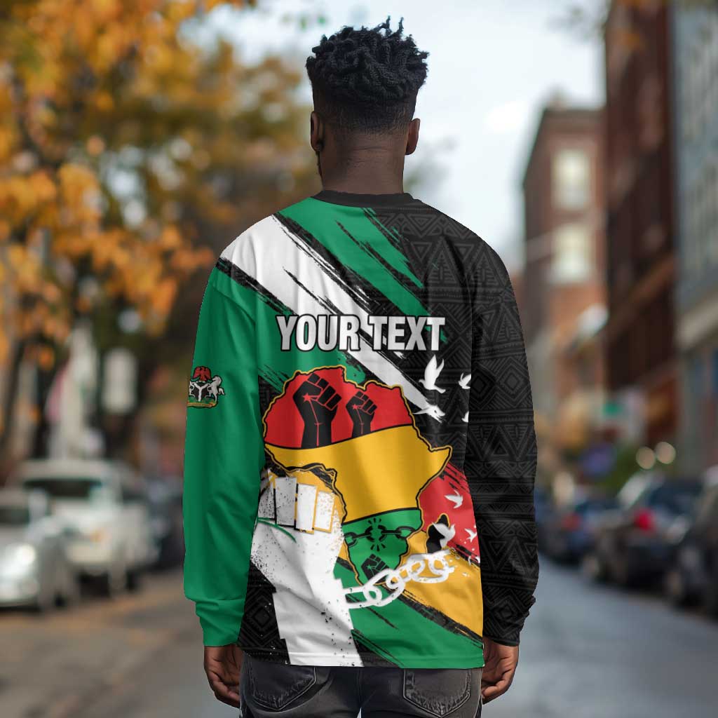 Personalised Afro Nigeria Juneteenth Long Sleeve Shirt Freedom Day