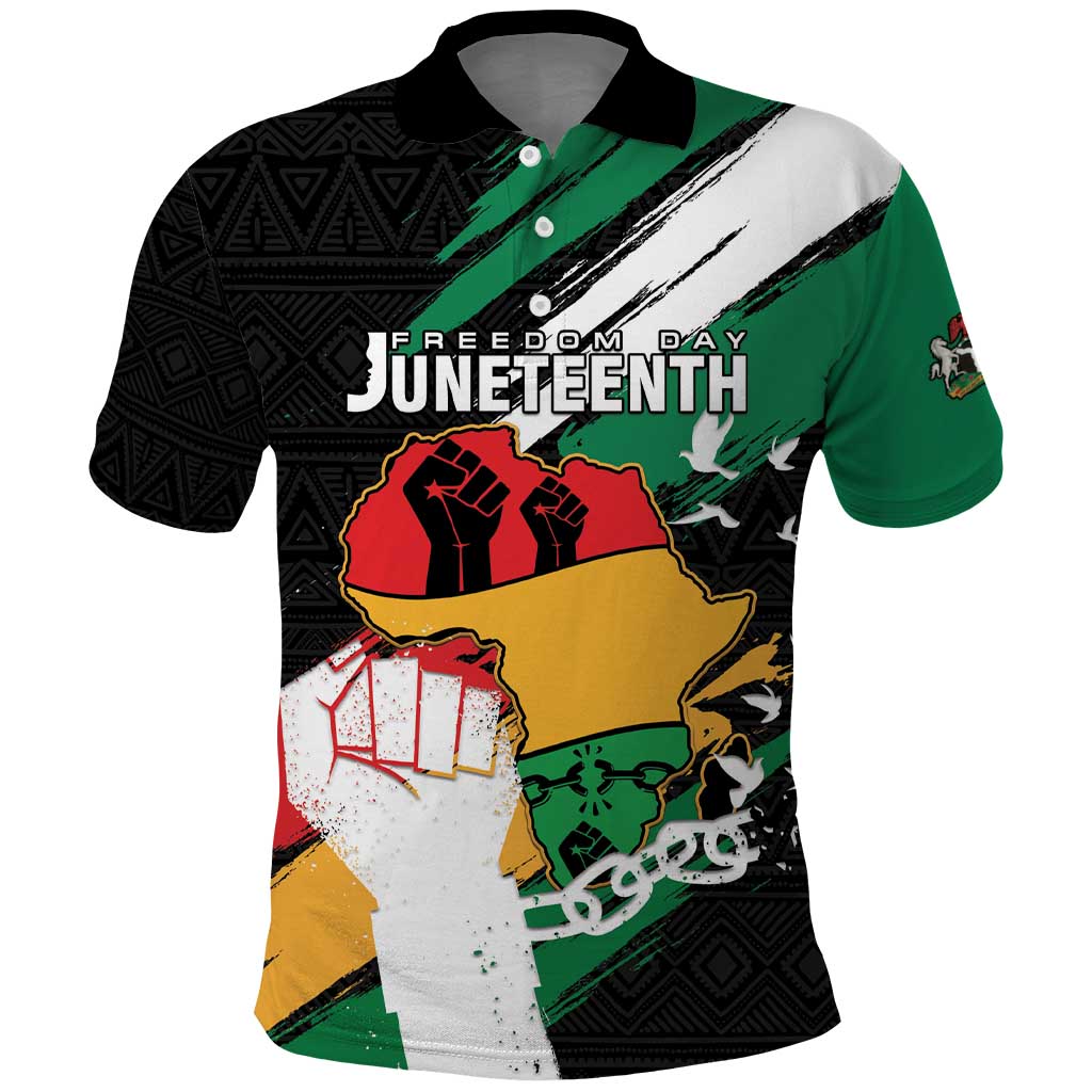 Personalised Afro Nigeria Juneteenth Polo Shirt Freedom Day