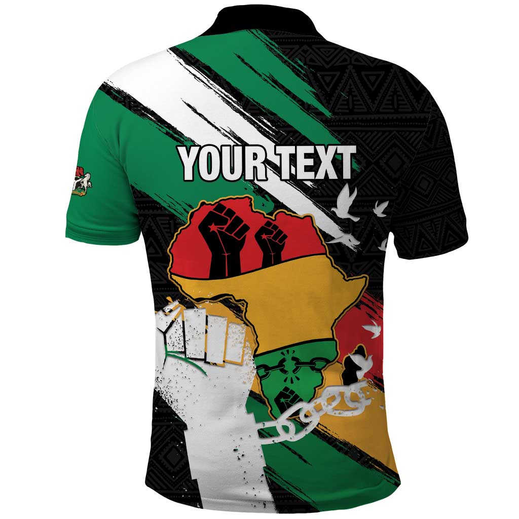 Personalised Afro Nigeria Juneteenth Polo Shirt Freedom Day