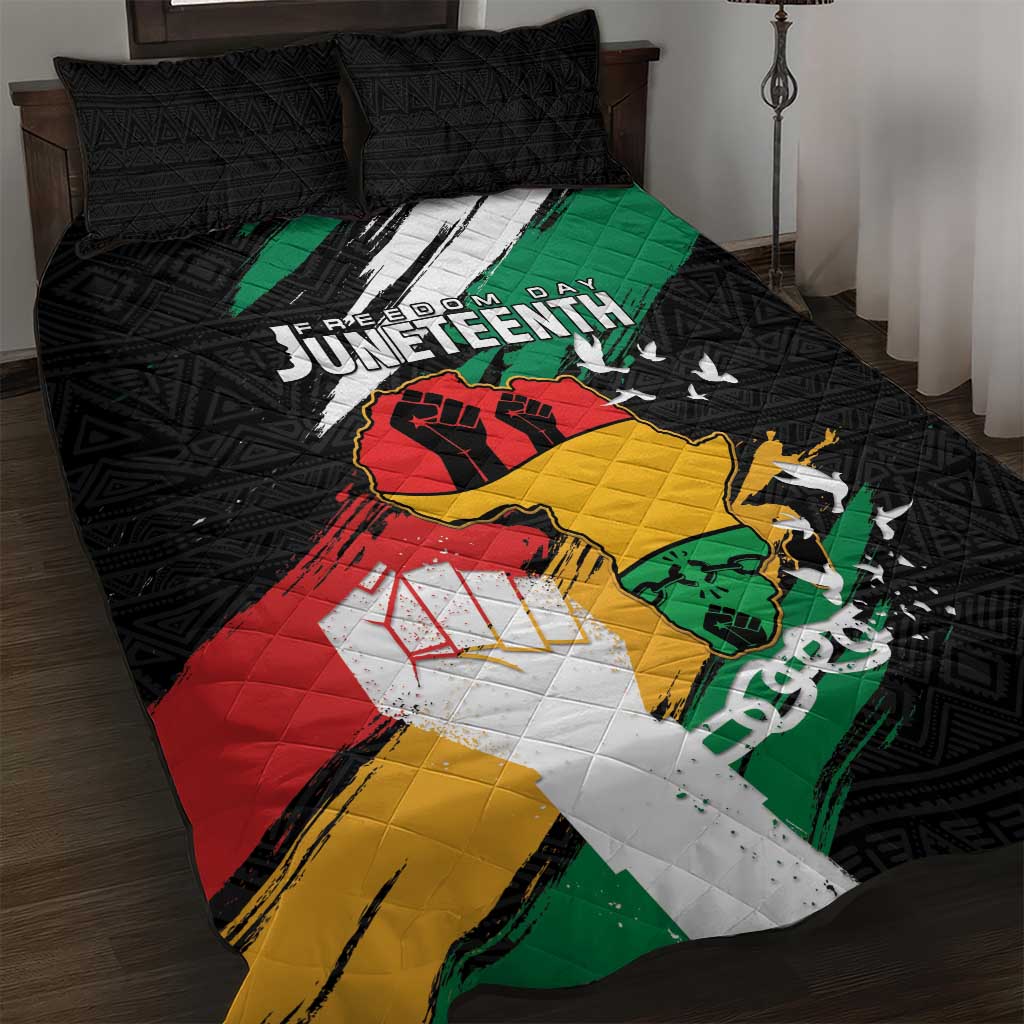 Afro Nigeria Juneteenth Quilt Bed Set Freedom Day