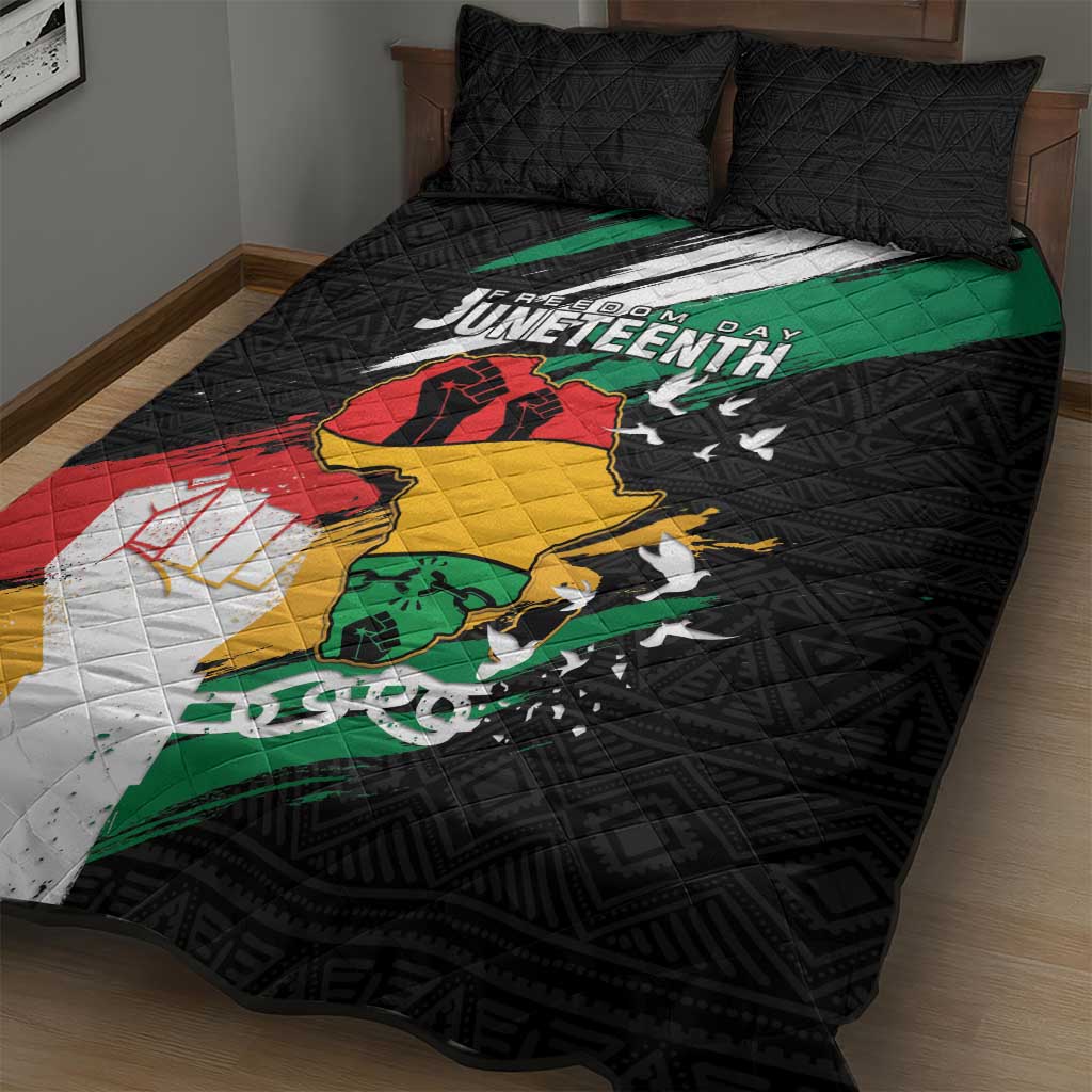 Afro Nigeria Juneteenth Quilt Bed Set Freedom Day