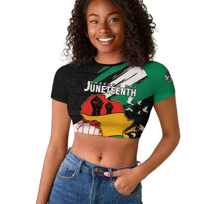 Personalised Afro Nigeria Juneteenth Raglan Cropped T shirt Freedom Day