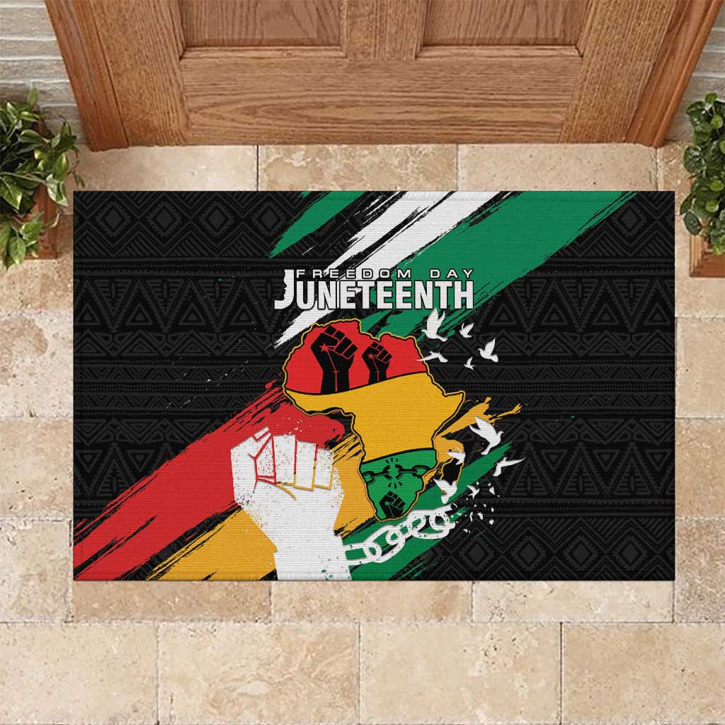 Afro Nigeria Juneteenth Rubber Doormat Freedom Day