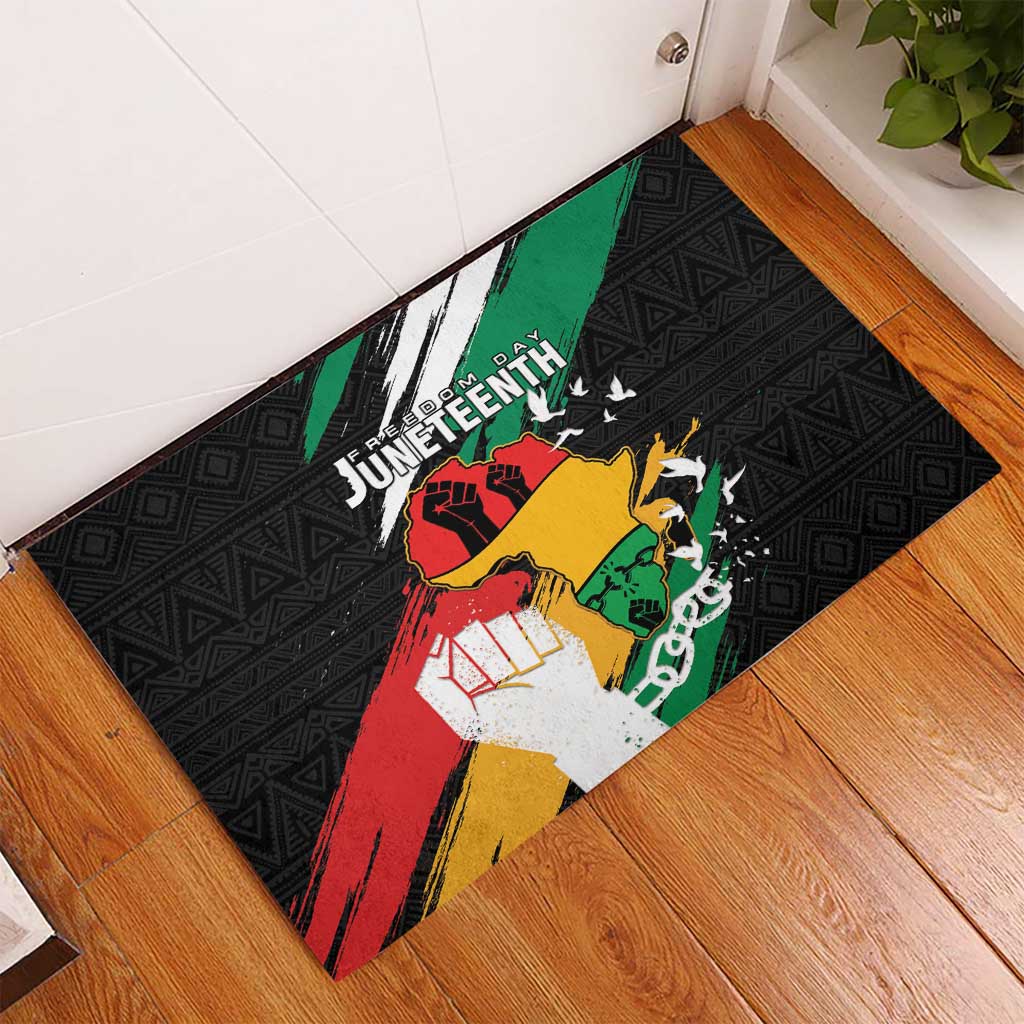 Afro Nigeria Juneteenth Rubber Doormat Freedom Day