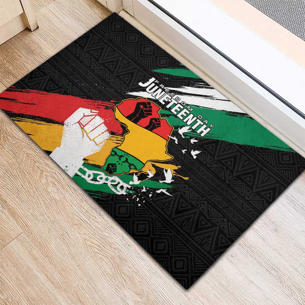 Afro Nigeria Juneteenth Rubber Doormat Freedom Day