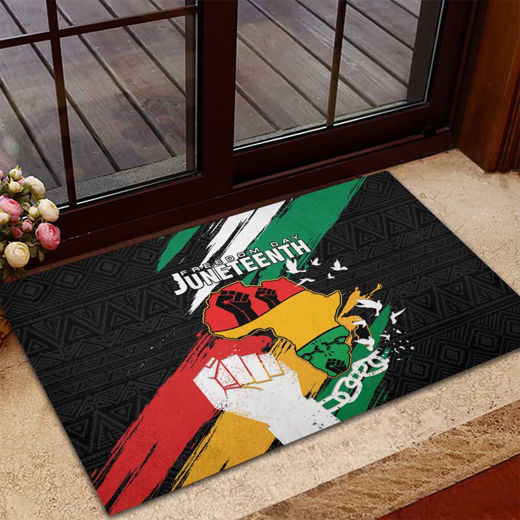 Afro Nigeria Juneteenth Rubber Doormat Freedom Day