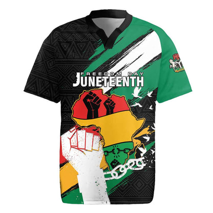 Personalised Afro Nigeria Juneteenth Rugby Jersey Freedom Day