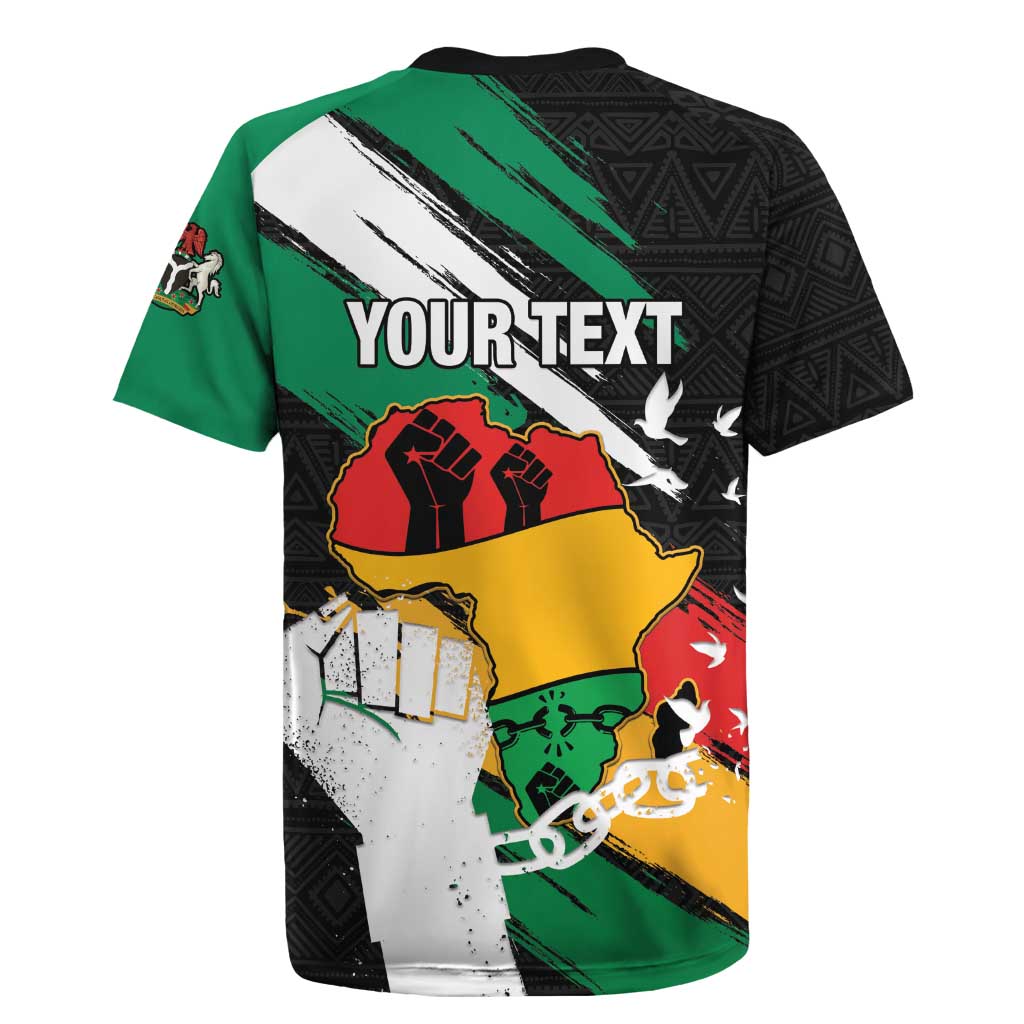 Personalised Afro Nigeria Juneteenth Rugby Jersey Freedom Day