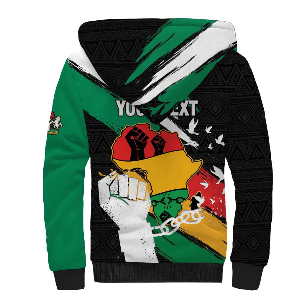 Personalised Afro Nigeria Juneteenth Sherpa Hoodie Freedom Day