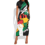 Personalised Afro Nigeria Juneteenth Short Sleeve Bodycon Dress Freedom Day LT15