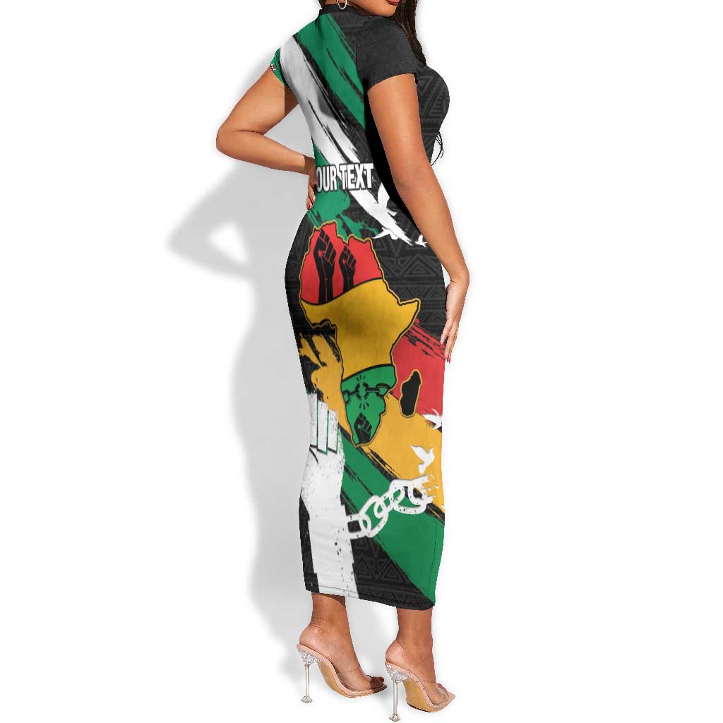 Personalised Afro Nigeria Juneteenth Short Sleeve Bodycon Dress Freedom Day LT15