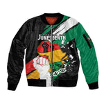 Personalised Afro Nigeria Juneteenth Sleeve Zip Bomber Jacket Freedom Day