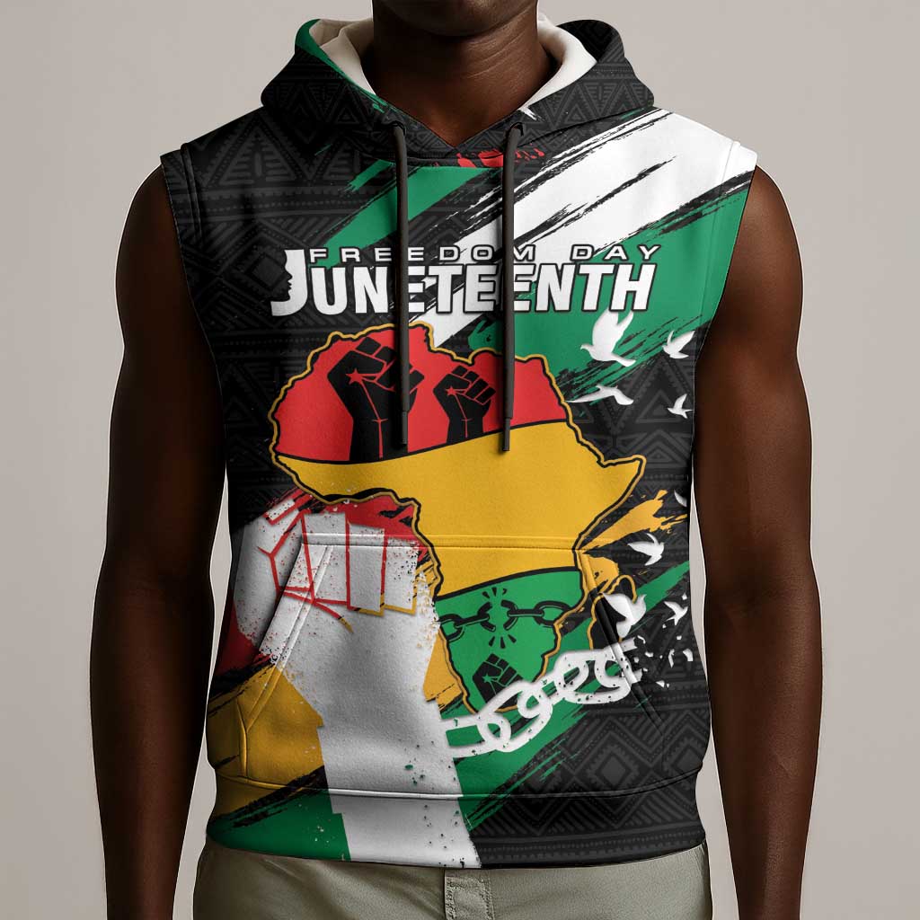 Personalised Afro Nigeria Juneteenth Sleeveless Hoodie Freedom Day - African Pride