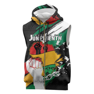 Personalised Afro Nigeria Juneteenth Sleeveless Zip Hoodie Freedom Day - African Pride