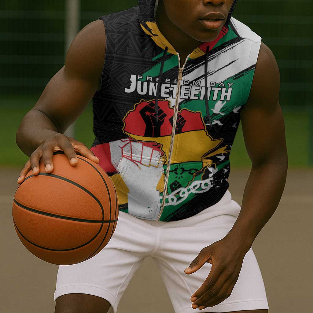 Personalised Afro Nigeria Juneteenth Sleeveless Zip Hoodie Freedom Day - African Pride