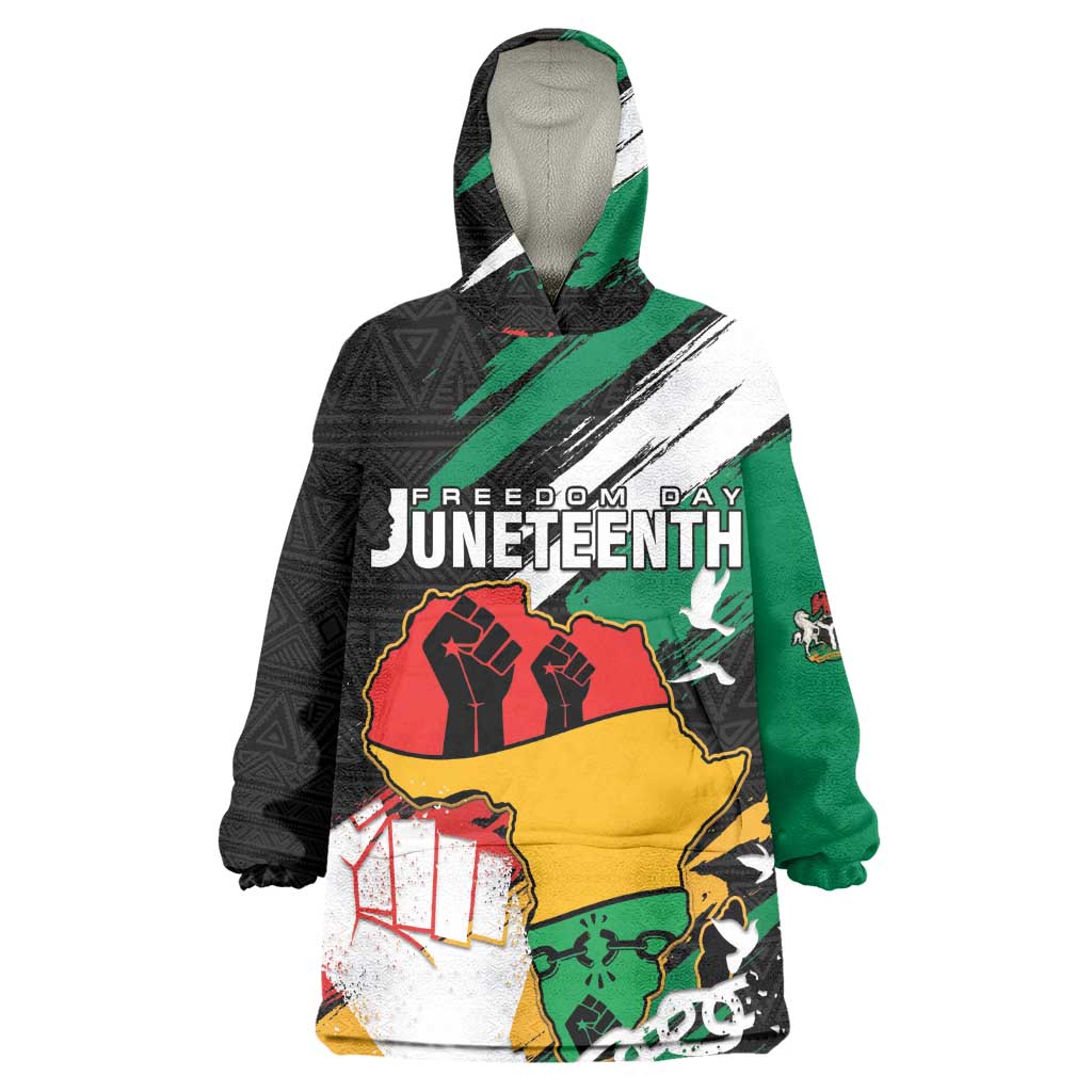 Personalised Afro Nigeria Juneteenth Wearable Blanket Hoodie Freedom Day