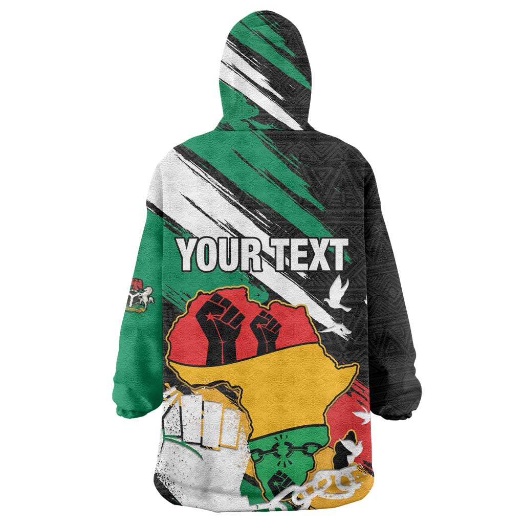 Personalised Afro Nigeria Juneteenth Wearable Blanket Hoodie Freedom Day