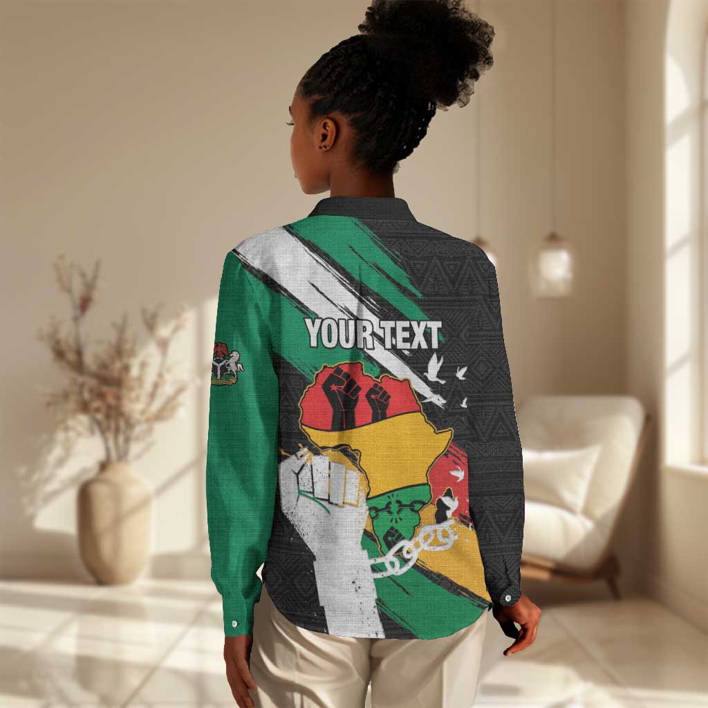 Personalised Afro Nigeria Juneteenth Women Casual Shirt Freedom Day
