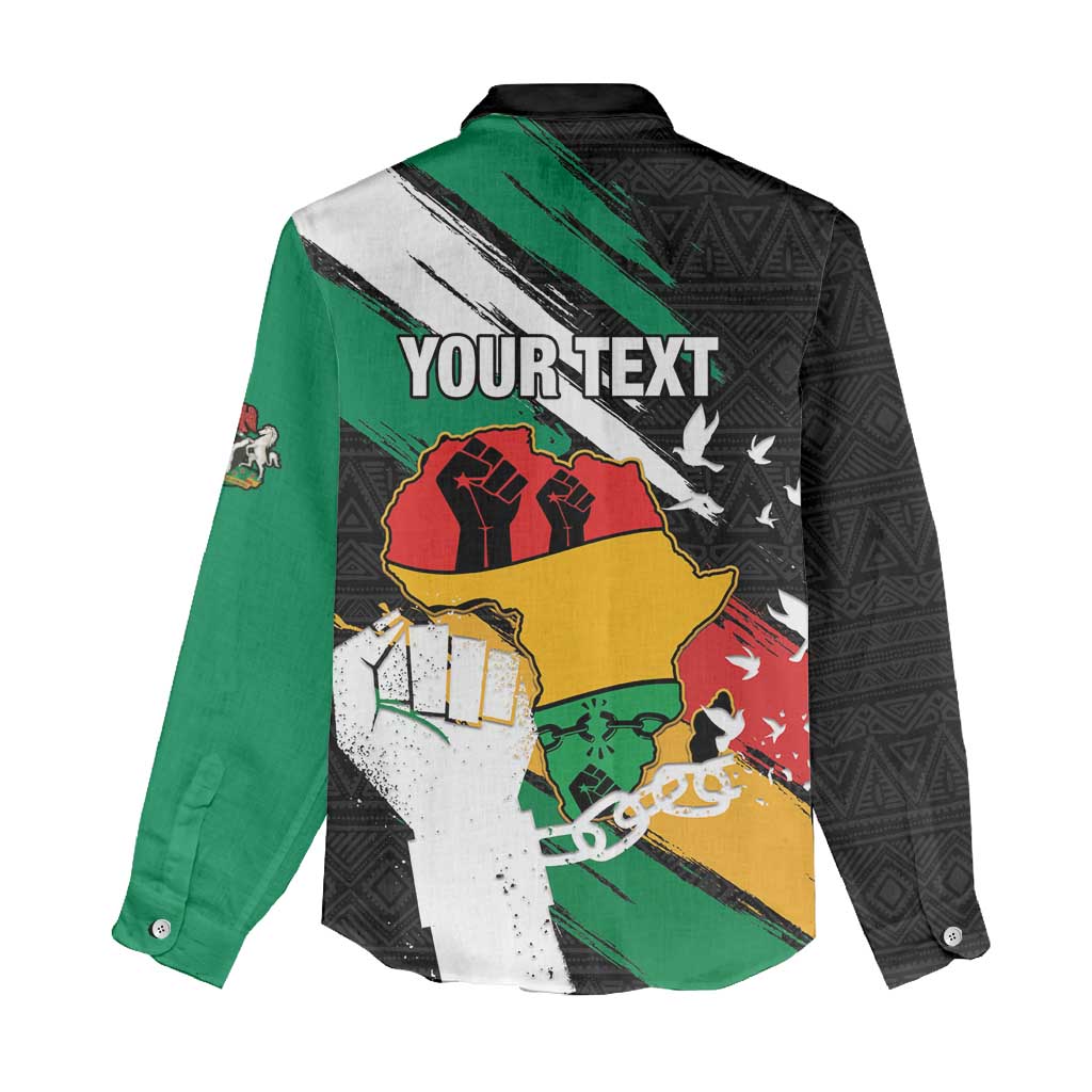Personalised Afro Nigeria Juneteenth Women Casual Shirt Freedom Day
