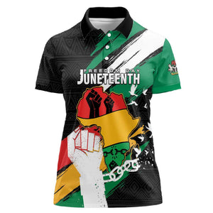 Personalised Afro Nigeria Juneteenth Women Polo Shirt Freedom Day