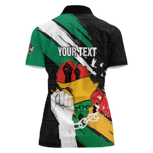 Personalised Afro Nigeria Juneteenth Women Polo Shirt Freedom Day