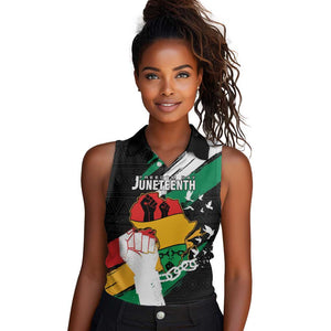 Personalised Afro Nigeria Juneteenth Women Sleeveless Polo Shirt Freedom Day