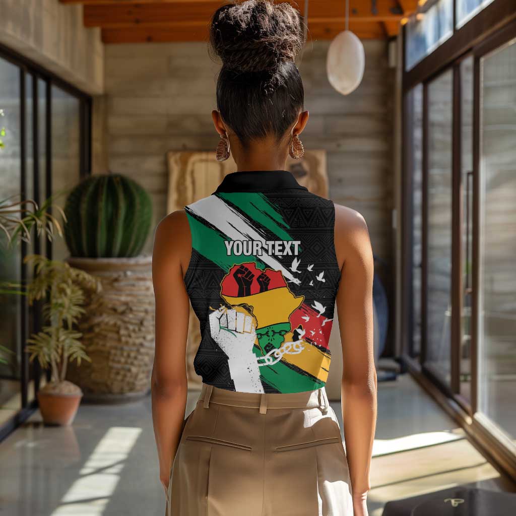 Personalised Afro Nigeria Juneteenth Women Sleeveless Polo Shirt Freedom Day