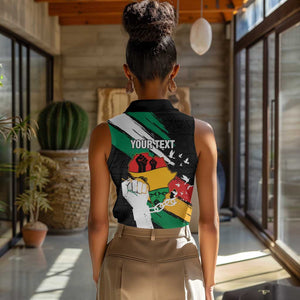 Personalised Afro Nigeria Juneteenth Women Sleeveless Polo Shirt Freedom Day