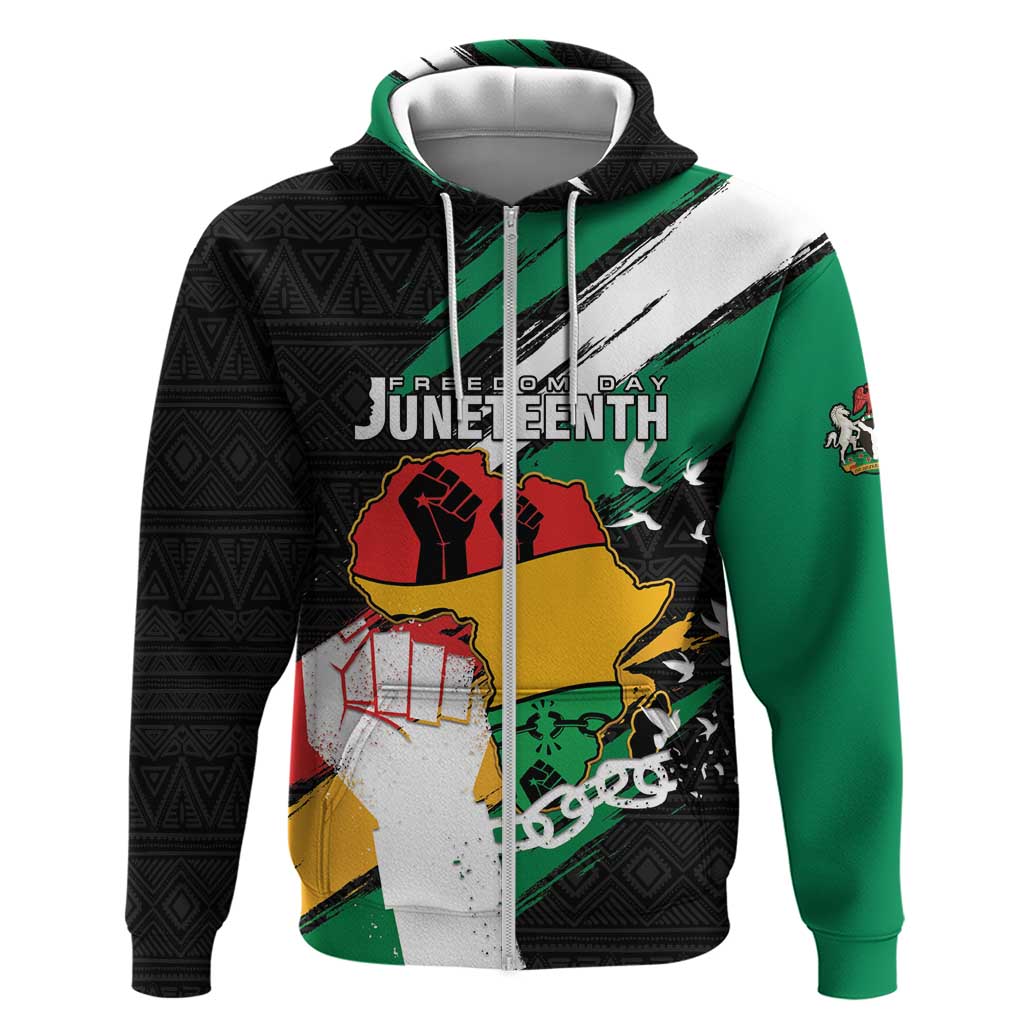 Personalised Afro Nigeria Juneteenth Zip Hoodie Freedom Day
