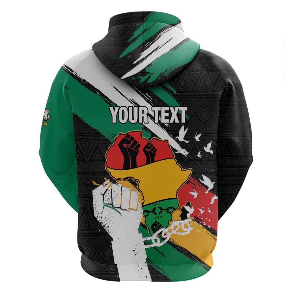 Personalised Afro Nigeria Juneteenth Zip Hoodie Freedom Day