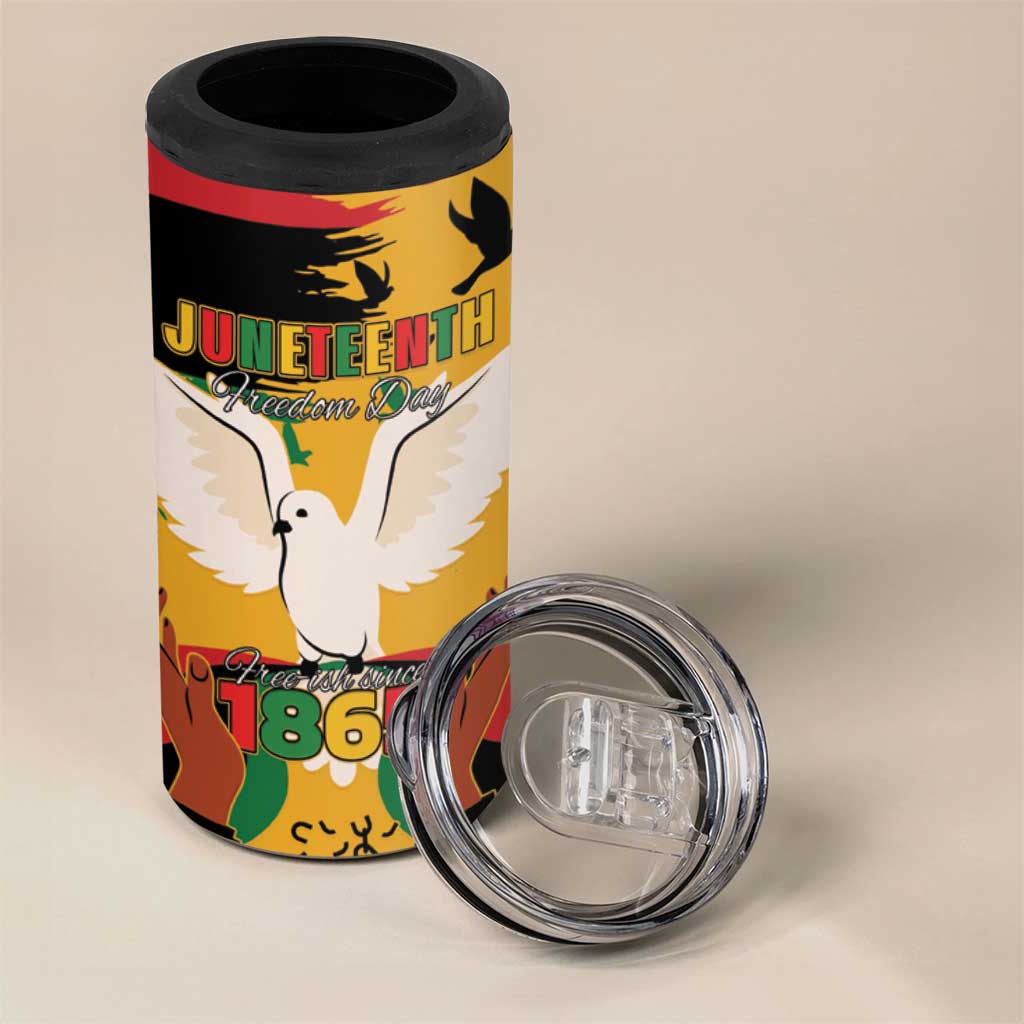 African American Juneteenth 1865 4 in 1 Can Cooler Tumbler Black Freedom
