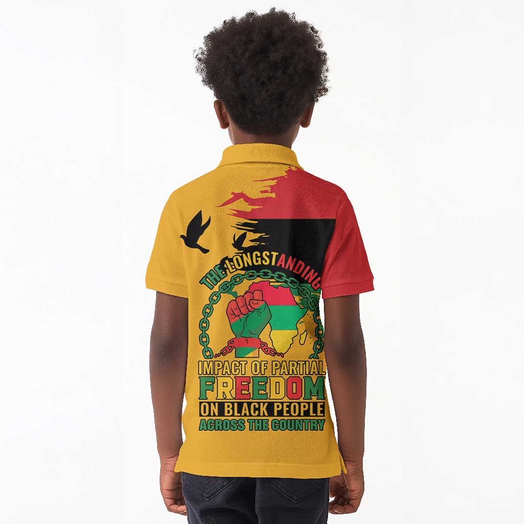African American Juneteenth 1865 Kid Polo Shirt Black Freedom