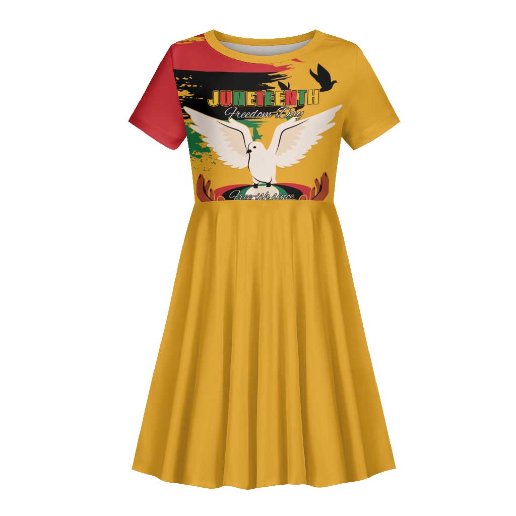 African American Juneteenth 1865 Kid Short Sleeve Dress Black Freedom