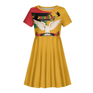 African American Juneteenth 1865 Kid Short Sleeve Dress Black Freedom
