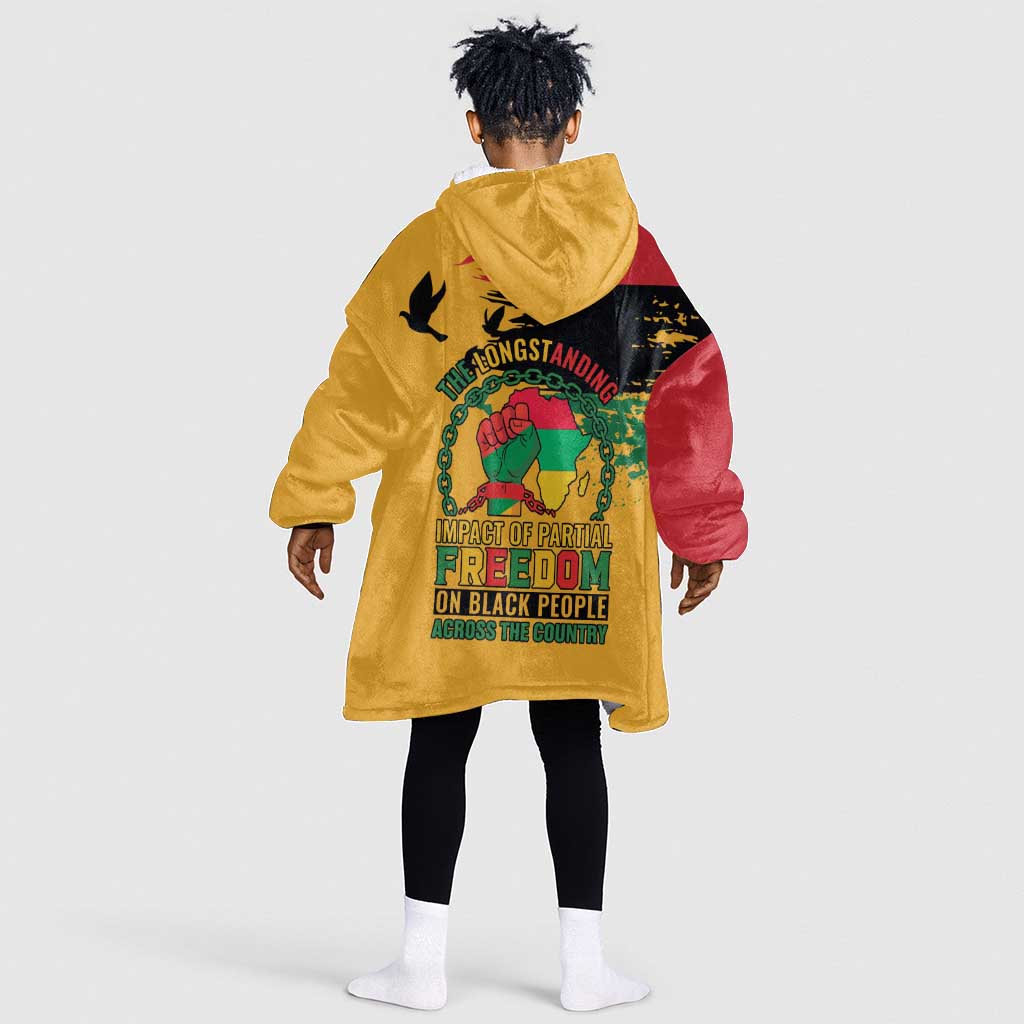 African American Juneteenth 1865 Kid Wearable Blanket Hoodie Black Freedom