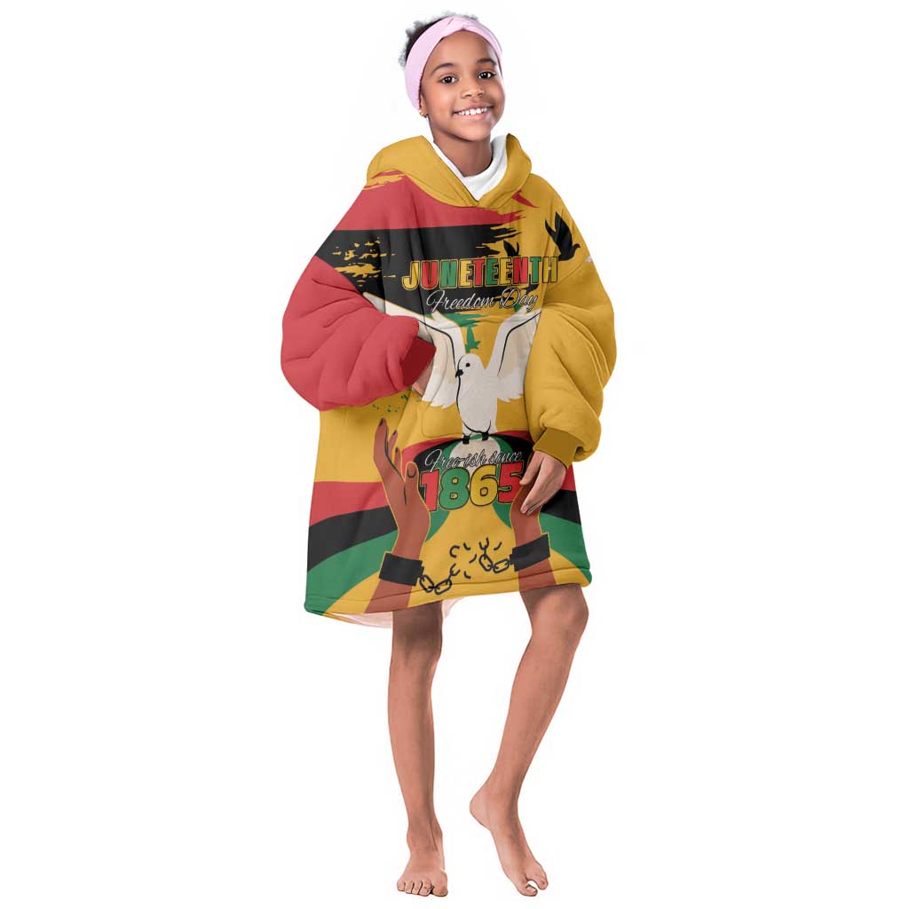 African American Juneteenth 1865 Kid Wearable Blanket Hoodie Black Freedom
