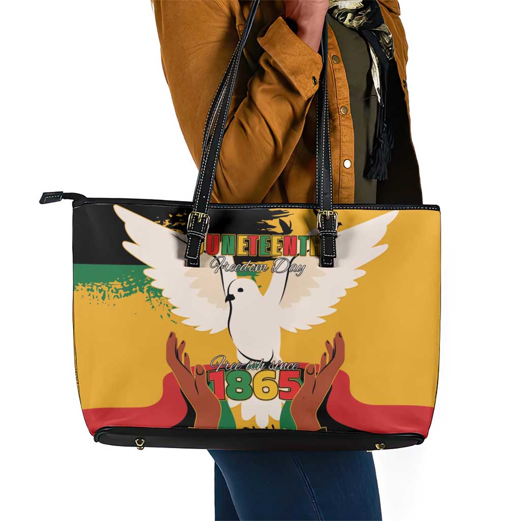 African American Juneteenth 1865 Leather Tote Bag Black Freedom