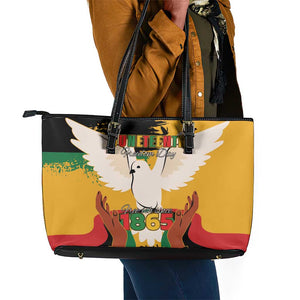 African American Juneteenth 1865 Leather Tote Bag Black Freedom