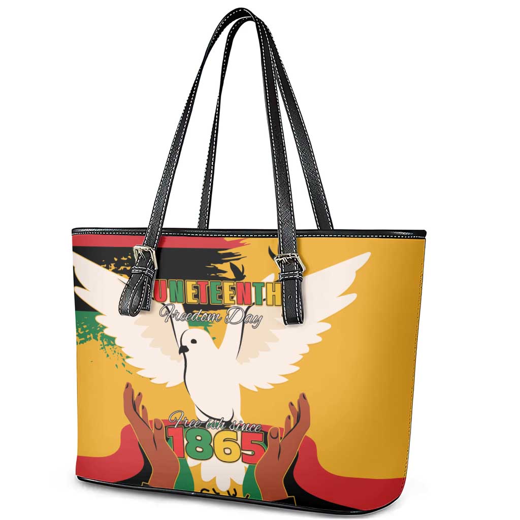 African American Juneteenth 1865 Leather Tote Bag Black Freedom