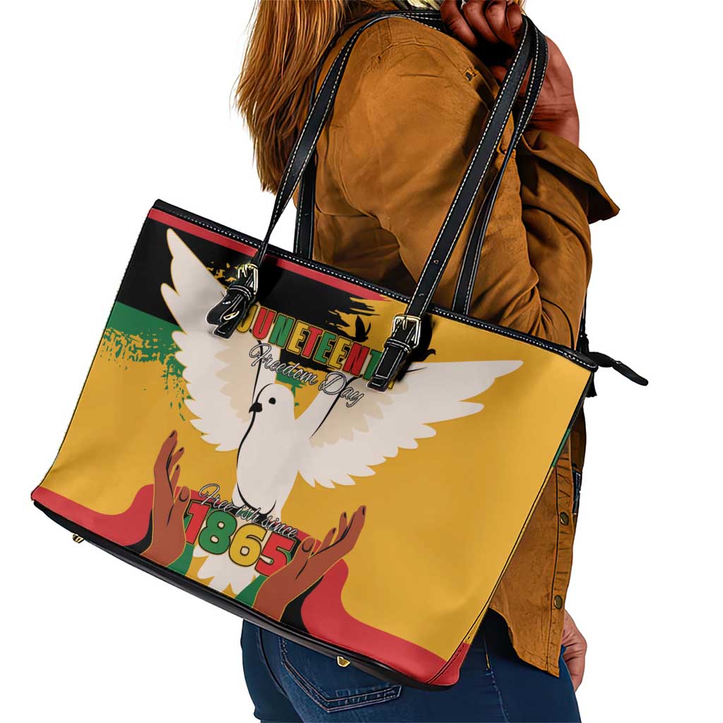 African American Juneteenth 1865 Leather Tote Bag Black Freedom