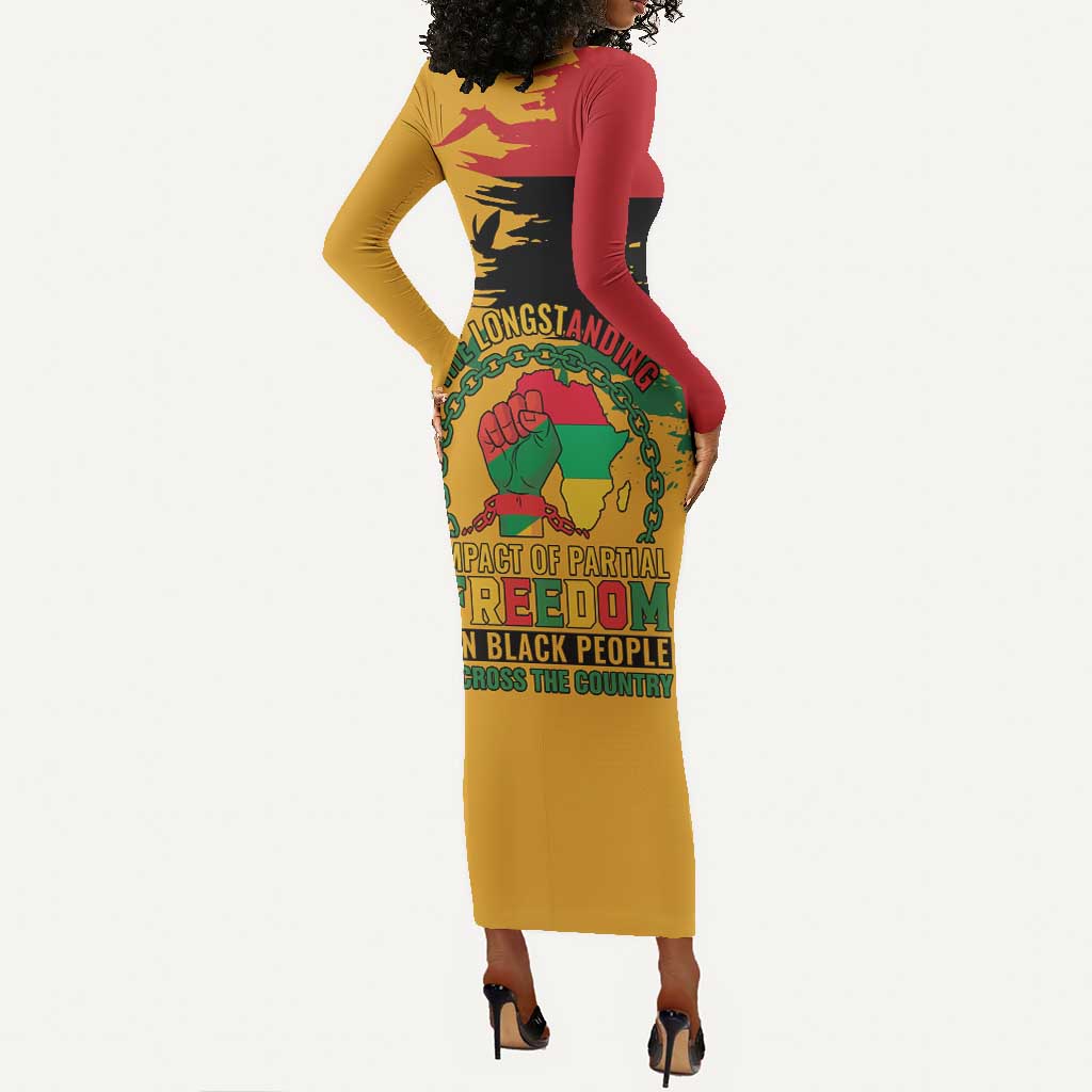 African American Juneteenth 1865 Long Sleeve Bodycon Dress Black Freedom LT15