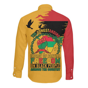 African American Juneteenth 1865 Long Sleeve Button Shirt Black Freedom