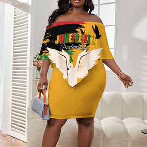 African American Juneteenth 1865 Off Shoulder Short Dress Black Freedom